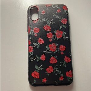 Floral Black and Red Phone Case- iPhone X/Xs